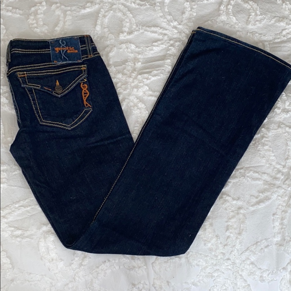 EUC Genetic Denim Embroidered Flared Jeans